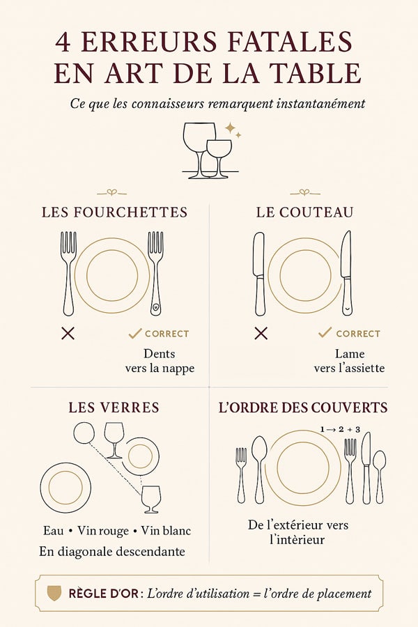 Couverts et verres : les fautes critiques qui sautent aux yeux des connaisseurs
