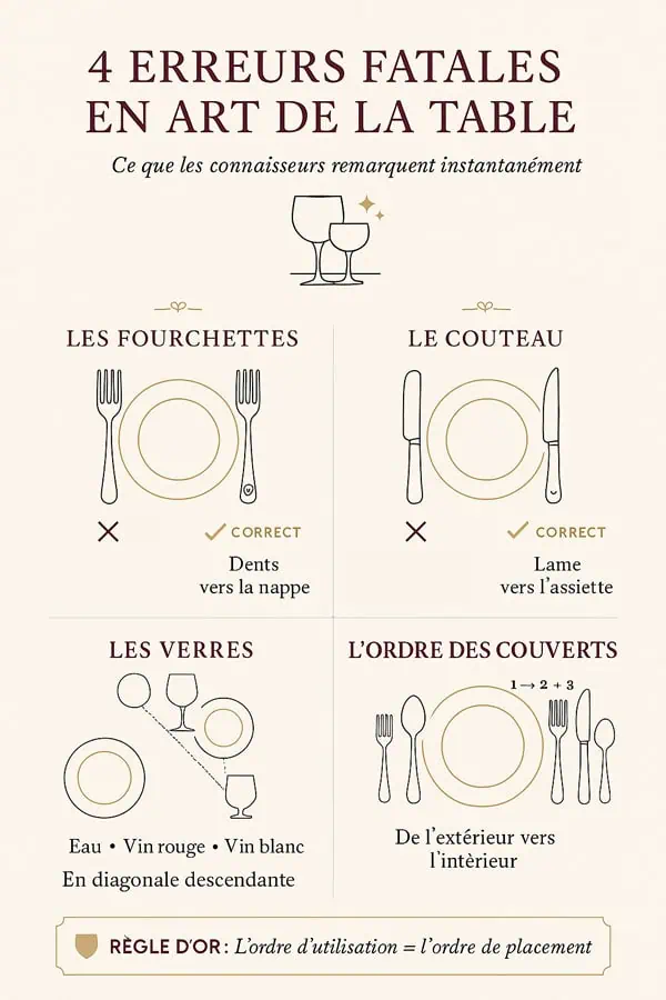 Couverts et verres : les fautes critiques qui sautent aux yeux des connaisseurs