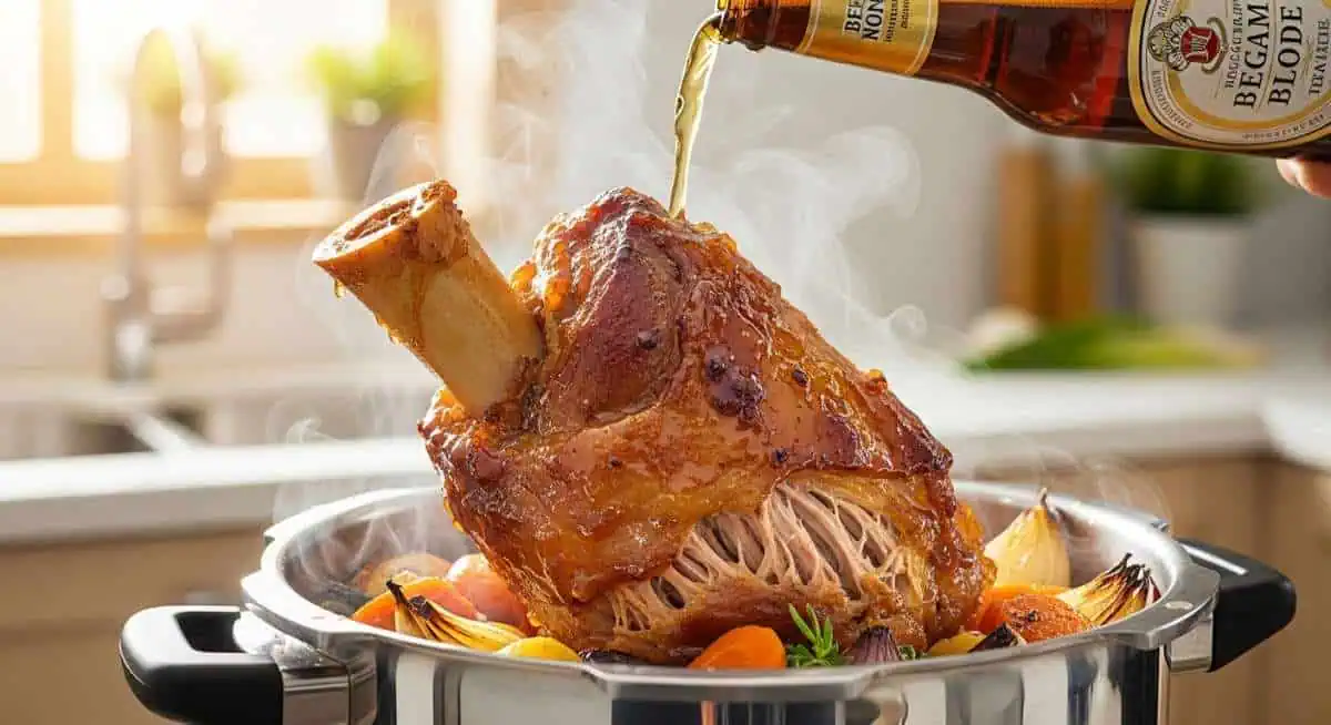 Jarret de porc à la cocotte minute : l’astuce bière qui le rend fondant