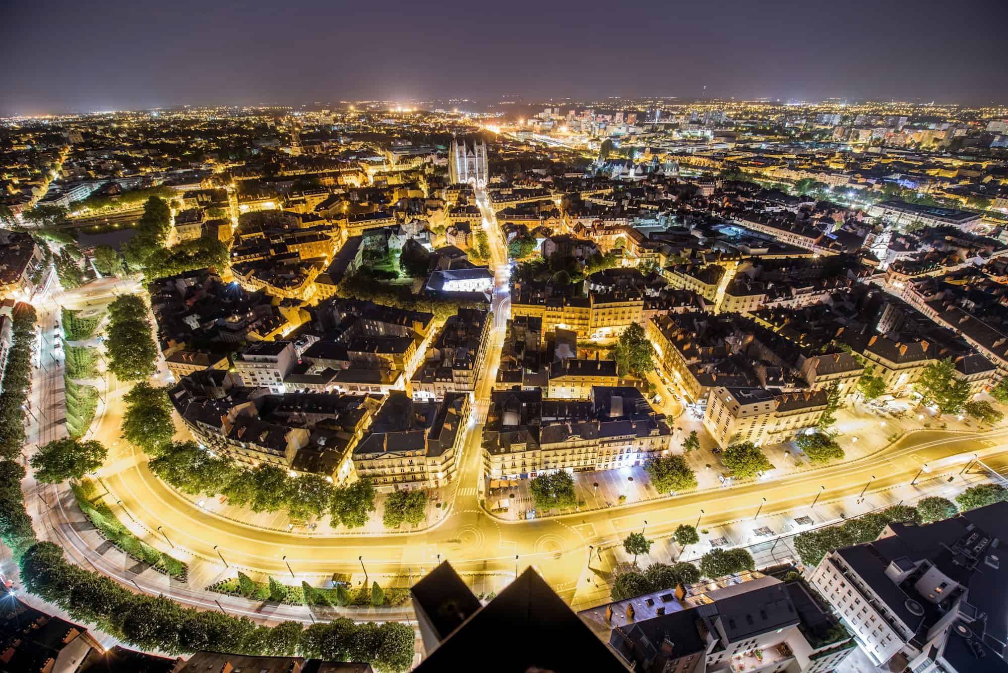Vue aérienne de la ville de Nantes en France